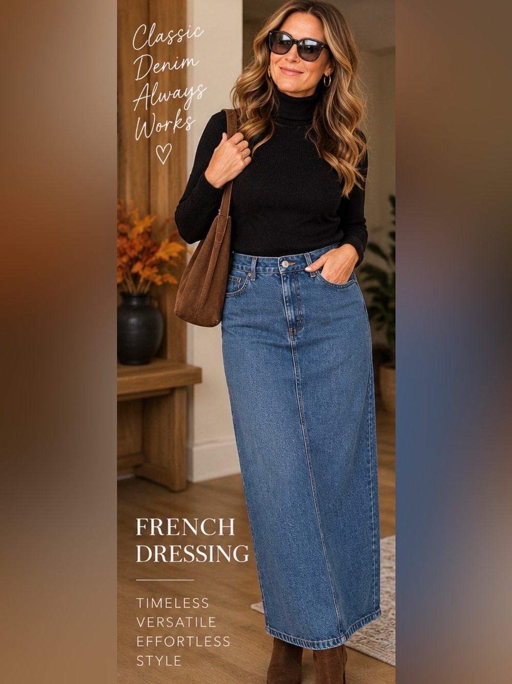 17.5 W French Dressing Denim Maxi Skirt Blue 16W Like New